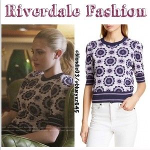 Kate Spade Geo Floral Crop Sweater XXS